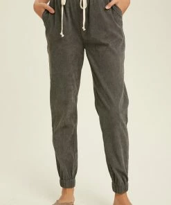 Wishlist Women's Charcoal Drawstring Corduroy Joggers