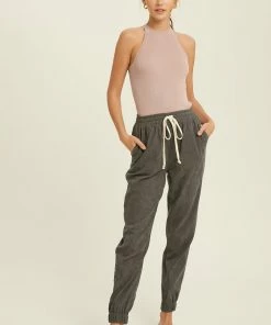 Wishlist Women's Charcoal Drawstring Corduroy Joggers