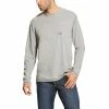 T-Shirts/Polos Men's Ariat Rebar Workman Long Sleeve Heather Grey T-Shirt