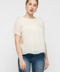 &Merci Tops Women's Cloud Cream Swiss Dot Chiffon Blouse