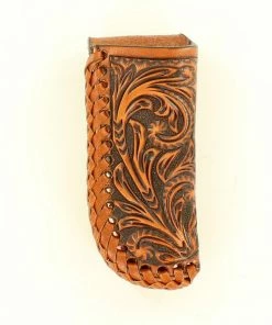 M & F Nocona Leather Tooled Floral Tan Knife Sheath