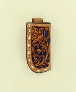 Frey Outfitter Knife Sheaths Blue Tooled Leather Knife Sheath