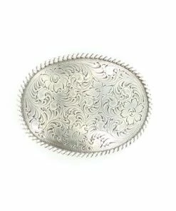 M & F Floral Silver Belt Buckle