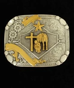 M & F Belt Buckles Nocona Cowboy Prayer Belt Buckle