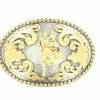 M & F Belt Buckles Gold Detail Bull Rider Buckle