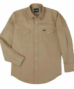 Work Shirts Men's Wrangler Authentic Cowboy Cut® Khaki Work Shirt
