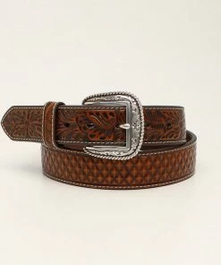 M & F Ariat 1 1/2" Basket Weave Tan Belt Belts