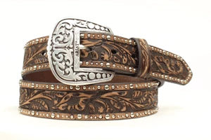 M & F Women's Ariat 1 1/2" Emb Inlay Brown Belt 1 M & F Women's Ariat 1 1/2" Emb Inlay Brown Belt