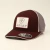 M & F Ariat Logo Patch Burgundy Cap Caps