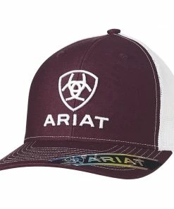 Ariat White Embroidery Burgundy Cap Caps