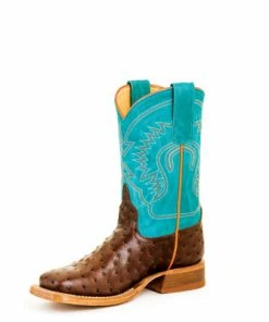 Anderson Bean Chocolate Impostrich/Turquoise Sinsation Leather Sole Boot