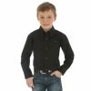 Boy's Western Shirts Boys Wrangler Black Solid Long Sleeve Shirt