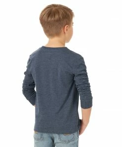 Boys Wrangler Navy Heather Long Sleeve Graphic Tee
