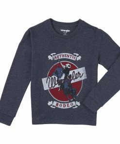 Boys Wrangler Navy Heather Long Sleeve Graphic Tee