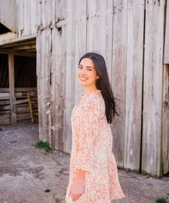 Everly Women's Ivory Long Sleeve Mini Woven W/Tiers Dress