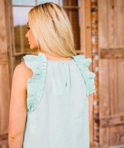 Blue Pepper Women's Mint Mock Neck Top