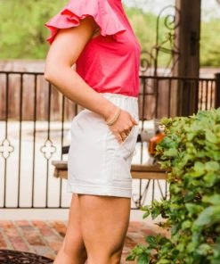 Glam Women's White High Waisted Paperbag Shorts