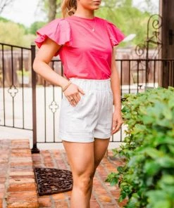 Glam Women's White High Waisted Paperbag Shorts