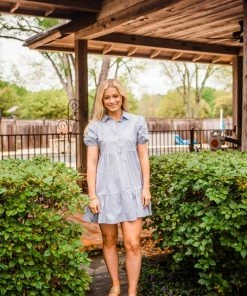 Glam Women's Tiered Poplin Dress