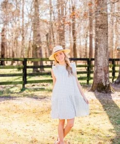 &Merci Women's Sage Gingham Ruffle Sleeve Dress