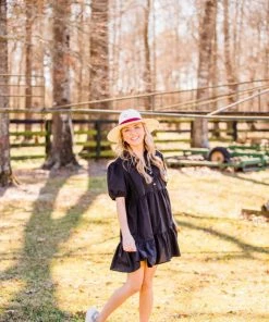 Glam Women's Tiered Poplin Dress