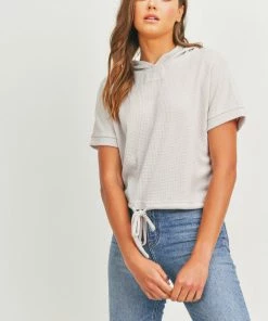 Paper Crane Women's Ivory Tauple Waffle Top Bottom Set Tops