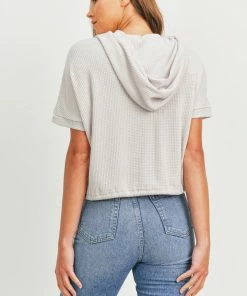 Paper Crane Women's Ivory Tauple Waffle Top Bottom Set Tops