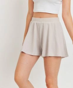 Paper Crane Women's Ivory Tauple Waffle Top Bottom Set Tops