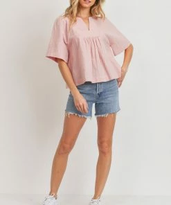 Paper Crane Women's Mauve Surplice Darted Top