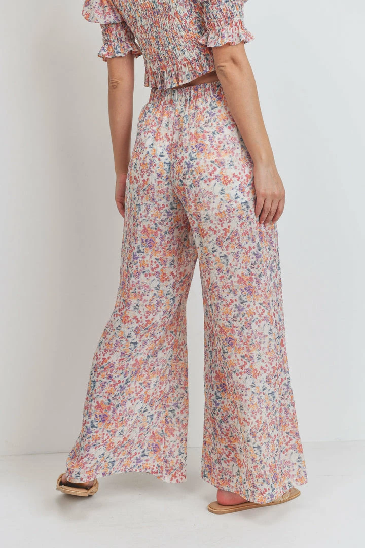 Paper Crane Bottoms Women's Pink Multi Ruched Hem Pants 2 Paper Crane Bottoms Women's Pink Multi Ruched Hem Pants