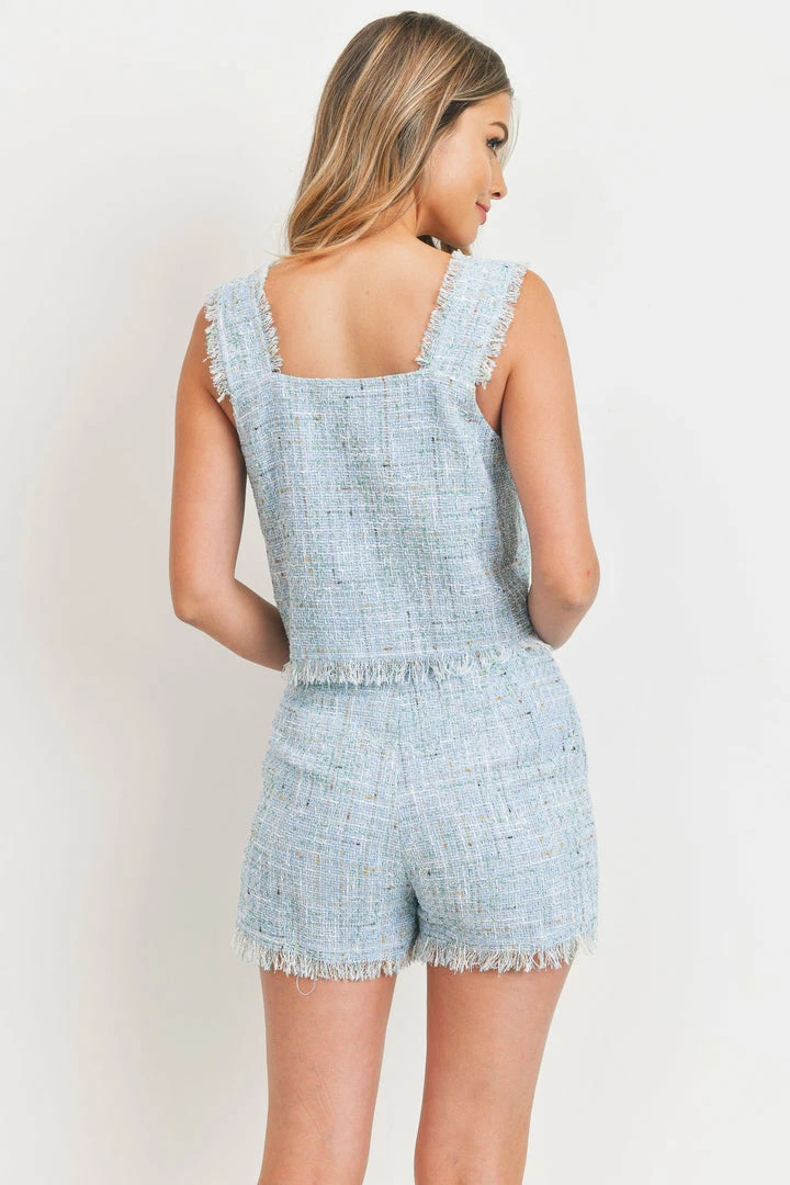 Paper Crane Women's Tweed Raw Hem Set Tops 2 Paper Crane Women's Tweed Raw Hem Set Tops