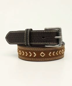 M & F Boys 3D 1 1/4" Arrow Stitch Basket Weave Tabs Belts