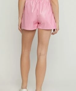 Entro Bottoms Women's Pink Leather Shorts