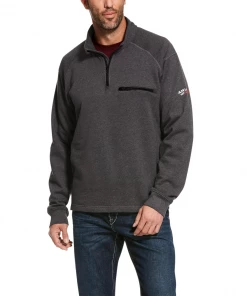 Ariat FR Rev 1/4 Zip Top Charcoal Heather Fire Resistant Clothing