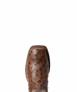 Men's Ariat Gallup Mocha Full Quill Ostrich Boot Exotic Boots
