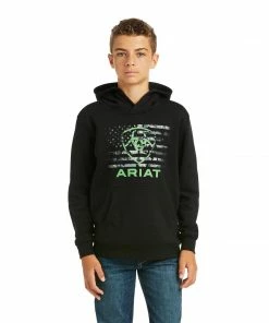 Boys Ariat Black Basic Hood Sweatshirt Outerwear