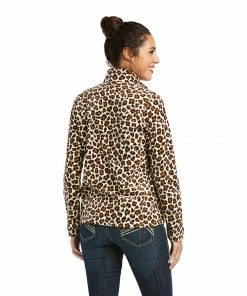 Women's Ariat Performance Mid Layers Leopard Printed Poly Fleece 1/4 Zip Sweatshirt