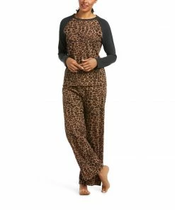Women's Ariat Cheetah PJ Long Sleeve Top Shirt Set