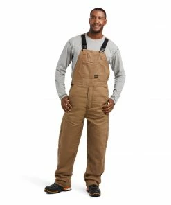 Men's Ariat Rebar DuraCanvas Stretch Insulated Bib Overralls Outerwear