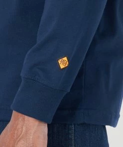 Men's Wrangler FR Flame Resistant Distressed Flag Navy Long Sleeve Shirt Fire Resistant Tees