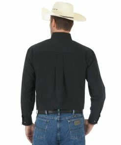 Men's Wrangler George Strait Black Solid Button Down Shirt