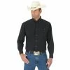 Men's Wrangler George Strait Black Solid Button Down Shirt