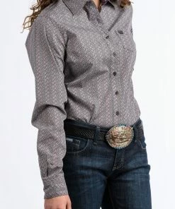 Cinch Women's Mauve & Lavender Printed Button Up Western Shirt