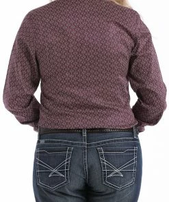 Western Shirts Cinch Women's Cranberry Flower Patterned Button Down Shirt