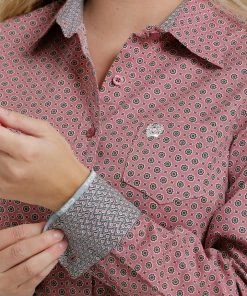 Women's Cinch Pink Print Western Long Sleeve Shirt