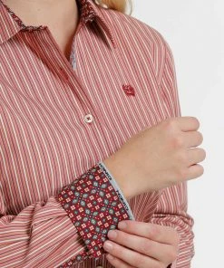 Women's Cinch Orange Stripe Long Sleeve Shirt Western Shirts 5 Women's Cinch Orange Stripe Long Sleeve Shirt Western Shirts