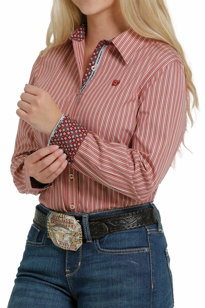 Women's Cinch Orange Stripe Long Sleeve Shirt Western Shirts 1 Women's Cinch Orange Stripe Long Sleeve Shirt Western Shirts