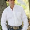 Long Sleeve Shirts Men's Cinch Solid White Long Sleeve Button Down Shirt