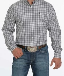 Men's Cinch Cream Plaid Long Sleeve Shirt Long Sleeve Shirts