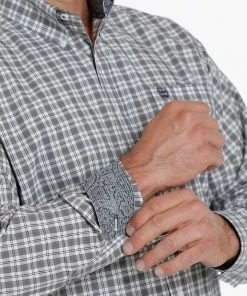 Men's Cinch Cream Plaid Long Sleeve Shirt Long Sleeve Shirts